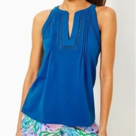 Lilly Pulitzer Issac Knit Sleeveless Top Women's Size Medium in Blue - EUC! - Picture 2 of 5